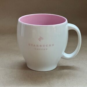 Starbucks 2004 White and Pink Barista Abbey Coffee Mug. 8 fl oz.